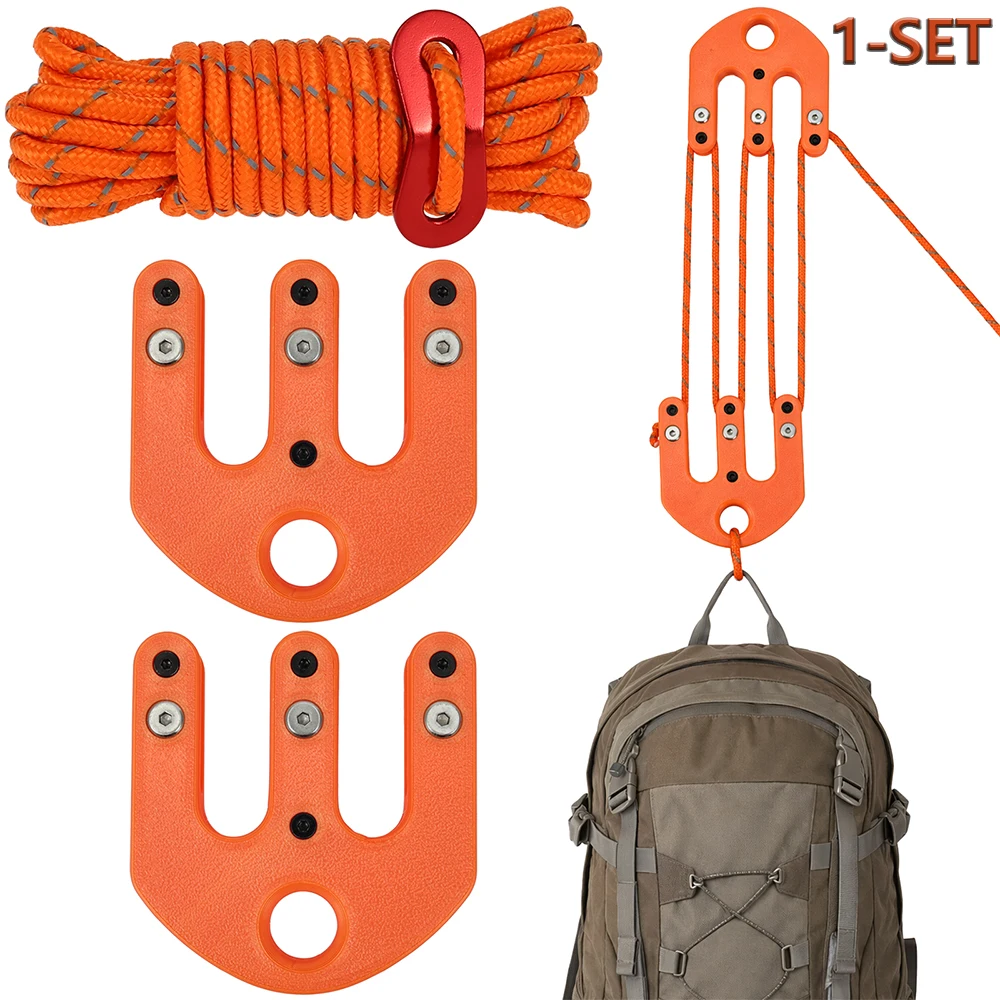 Game & Gear Hoist Block And Tackle System Portable Nylon Block & Tackle Pulley System Lifting Tool Rope Gear for Outdoor Hunting