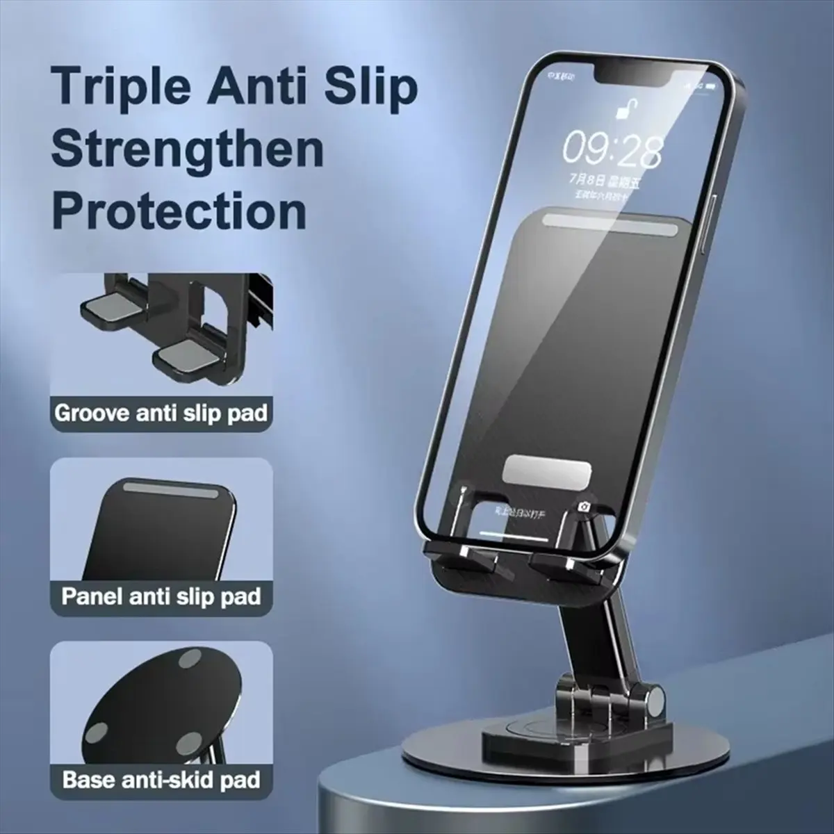 A86G NEW Portable 360° Rotation Phone Tablet Holder Height Adjustable Desktop Lazy Stand ABS Aluminum Alloy Bracket