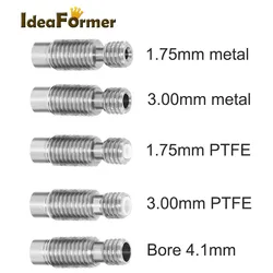 3D Printer E3D V6 Heat Break Hotend Throat For 1.75/3.0/4.1mm All-Metal / With PTFE Stainless Steel Remote Feeding Tube Pipes