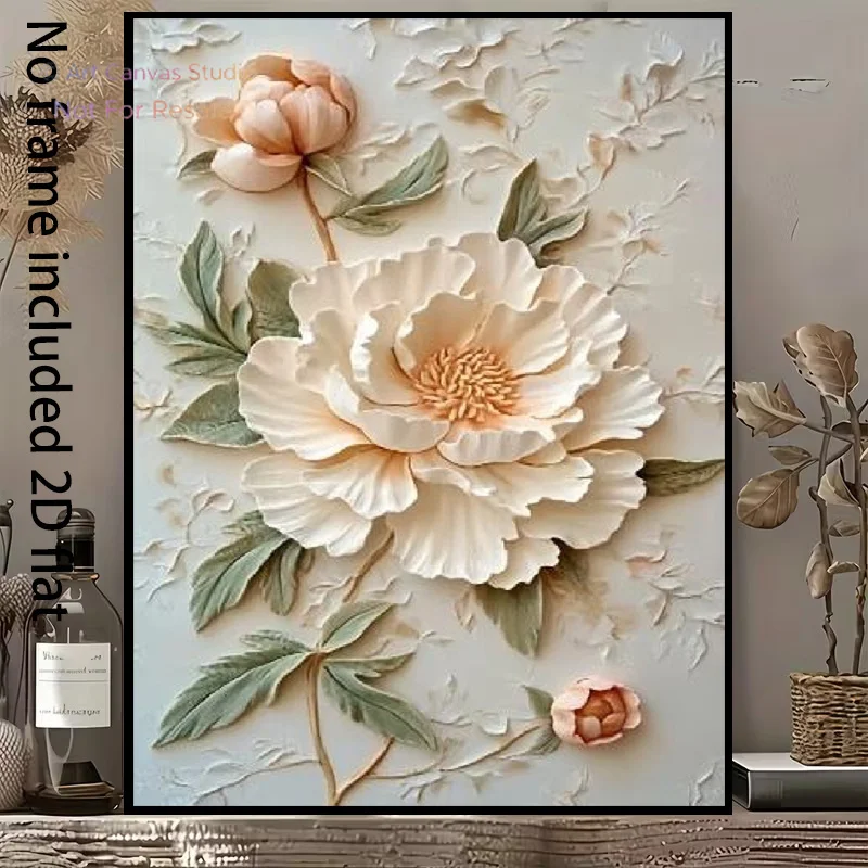 2D Flat, 2D Flat, [2D Flat] 1pc Decorative Canvas Painting Exquisite Floral Canvas Painting, Delicate Three-Dimensional Flowe