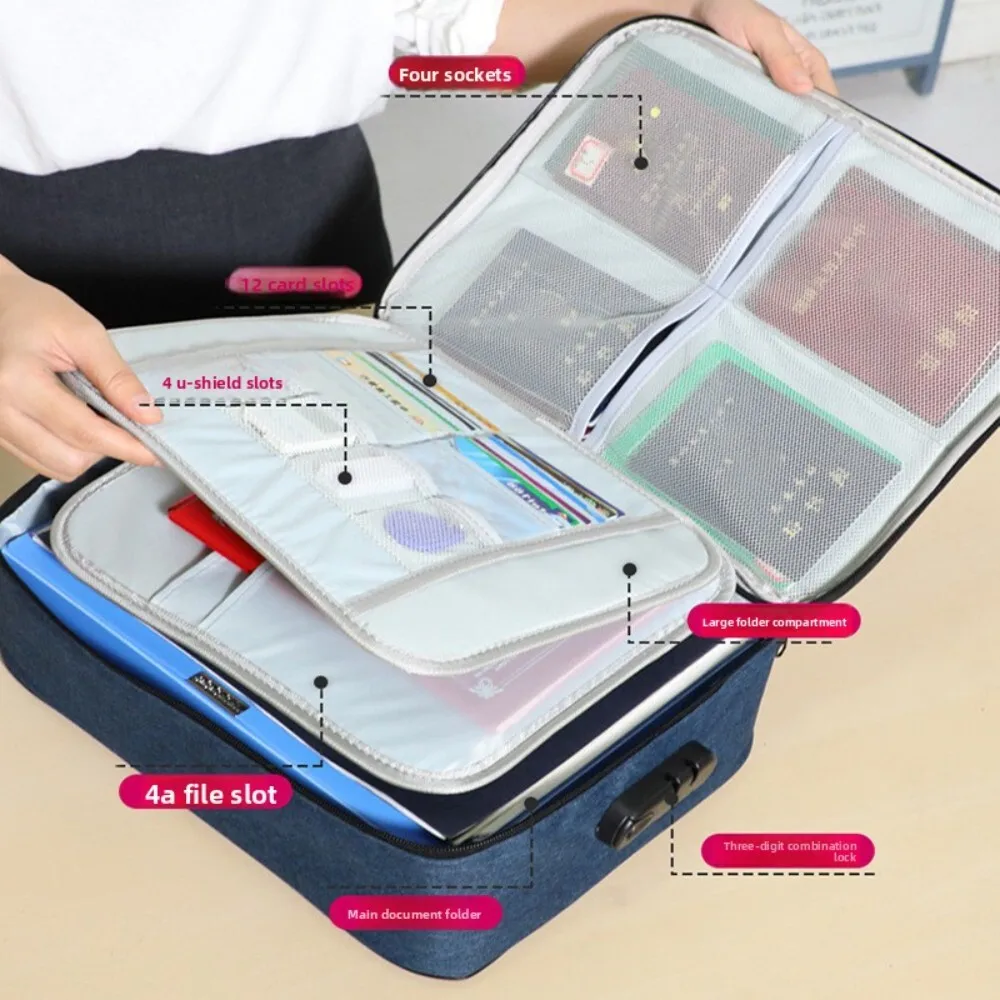 

Large Capacity Multi Layer Organizer File Archive Bag for Travel Document Storage and Office Supplies Organization