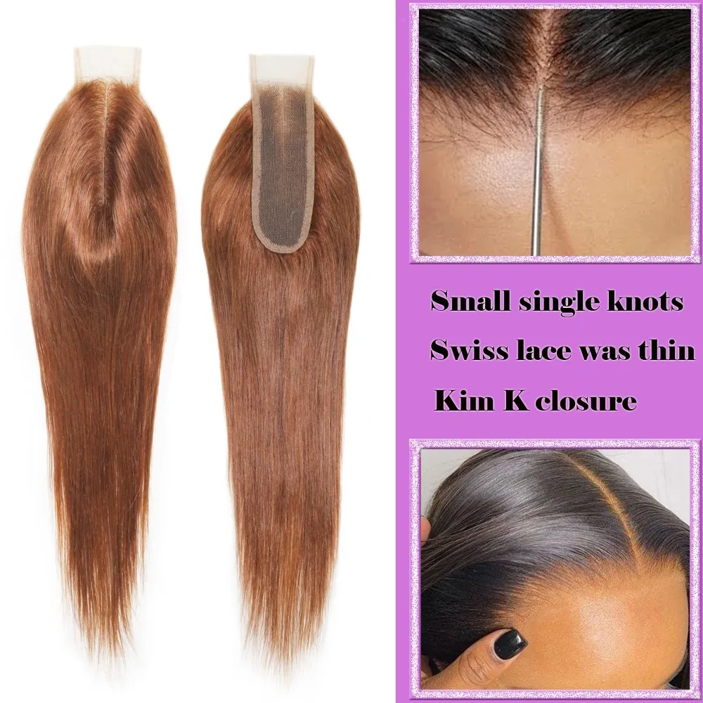 # ブラウンストレート2x6人毛レースクロージャーロングディープパートニングブラジリアンバージンヘア10-22インチ150%密度フルエンド30個