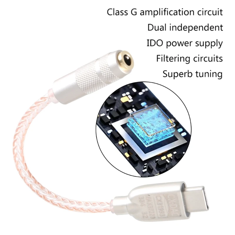 USB naar 3,5 mm geluidsadapter Type hoofdtelefoonadapter DAC-kabel geluidsadapter met CX31993 MAX97220 chip DAC-adapter