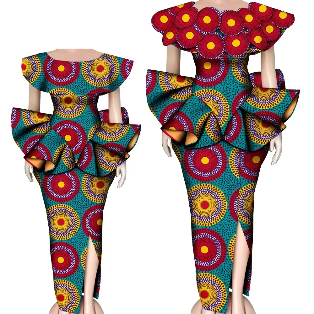 

African High Quality Detachable Shawl Top and Slit Ankle-length Skirt for Women Classic African Pattern Fabric Skirt Set WY1479