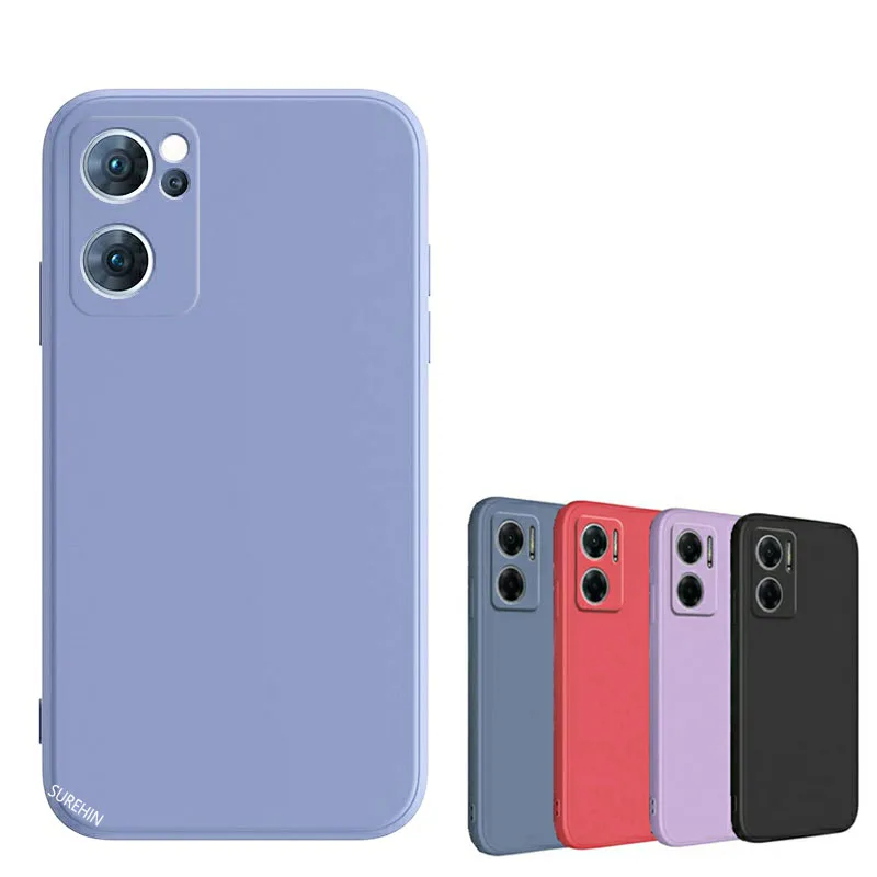 Liquid Silicone Case For OPPO RENO 7 8 Lite PRO SE 7Z Purple Red Grey TPU Soft  Full Lens Protection Shockproof Back Case Cover