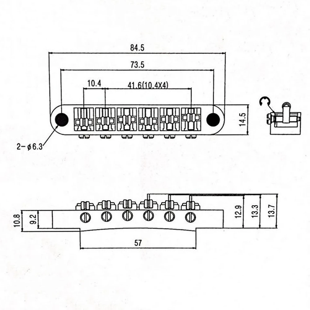 مجموعة واحدة من 6 أوتار جيتار Tune-O-Matic Bridge وقطعة ذيل مع أعمدة للجيتار الكهربائي Epiphone Les Paul، فضي