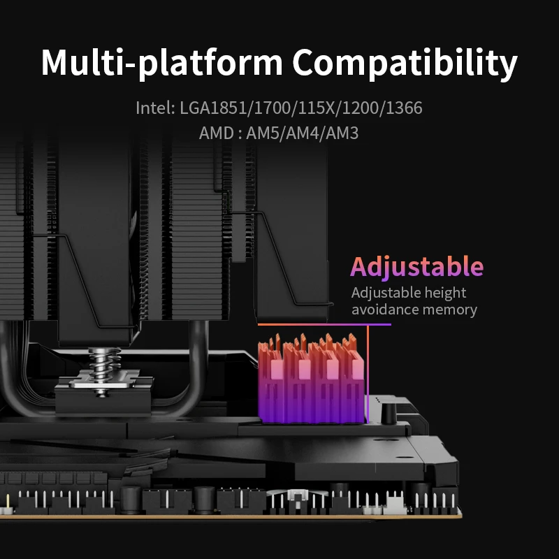 X-GAMERX MK6 dual tower radiator CPU fan ARGB digital display six copper tube desktop computer air cooling LGA1851 1700 115X AM5 image 6