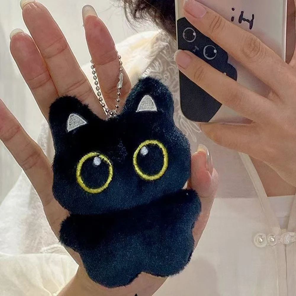 10cm Cute Black Cat plush toy Doll Small Pendant Cuddly Pillow Cushion Ins Black Cat Plush Toy Doll for Boy Girl Brithday Gifts