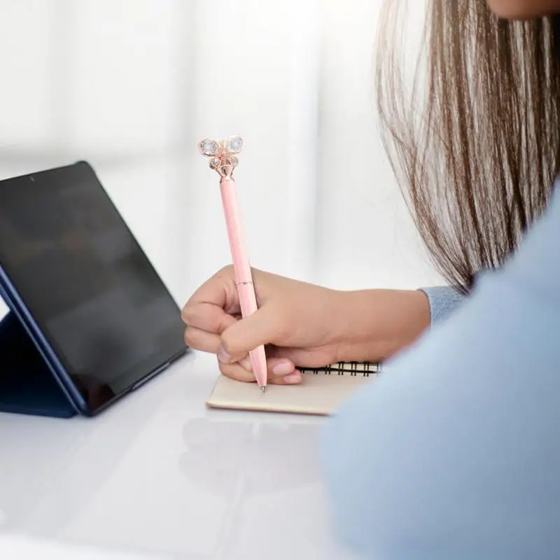 Ball Point Pens Black Cute Writing Pens 1.0mm Smooth Writing Medium Point Pens Retractable Pen Butterfly Shape Pens For School