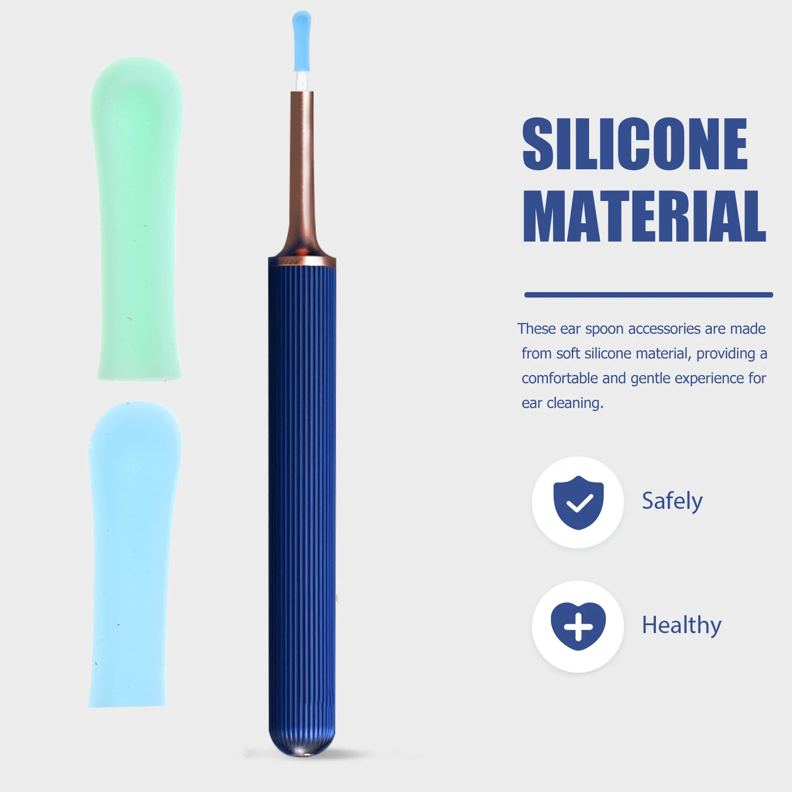 10 szt. Silikonowe nakładki na łyżeczki do uszu, miękkie, wygodne narzędzie do usuwania woskowiny, uroczy wzór, łatwe wymienne nakładki na łyżeczki do czyszczenia uszu.