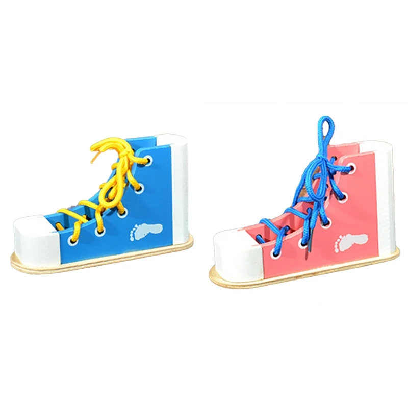 

Tie Shoelaces Threading Kid Handicraft Educational Wooden Toy Wood For 3 4 6 10 Year Old Boy Girl