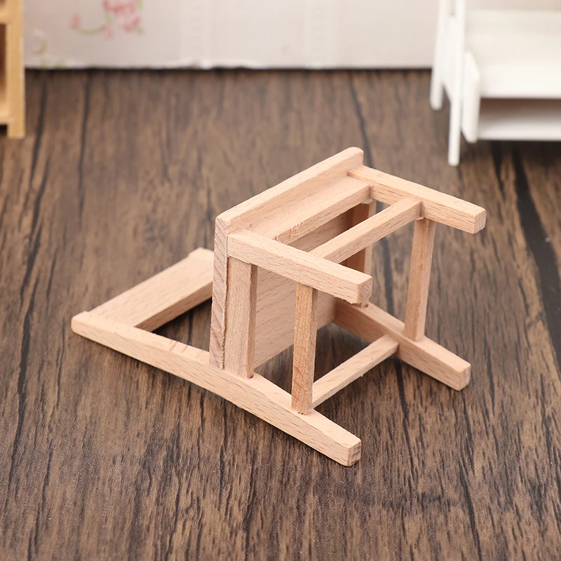 1/12 Dollhouse Miniature Wooden Chair Mini Living Room Furniture Chair Model Dolls House Scene Decor For Kid Pretend Play Toy