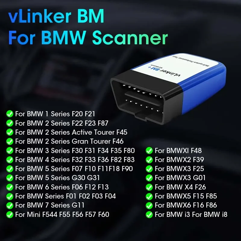 Srnubi vLinker BM For BMW OBD Scanner Bluetooth 4.0 OBD2 OBD 2 Car Diagnostic Auto Scan Tool Bimmercode ELM 327 V2.2