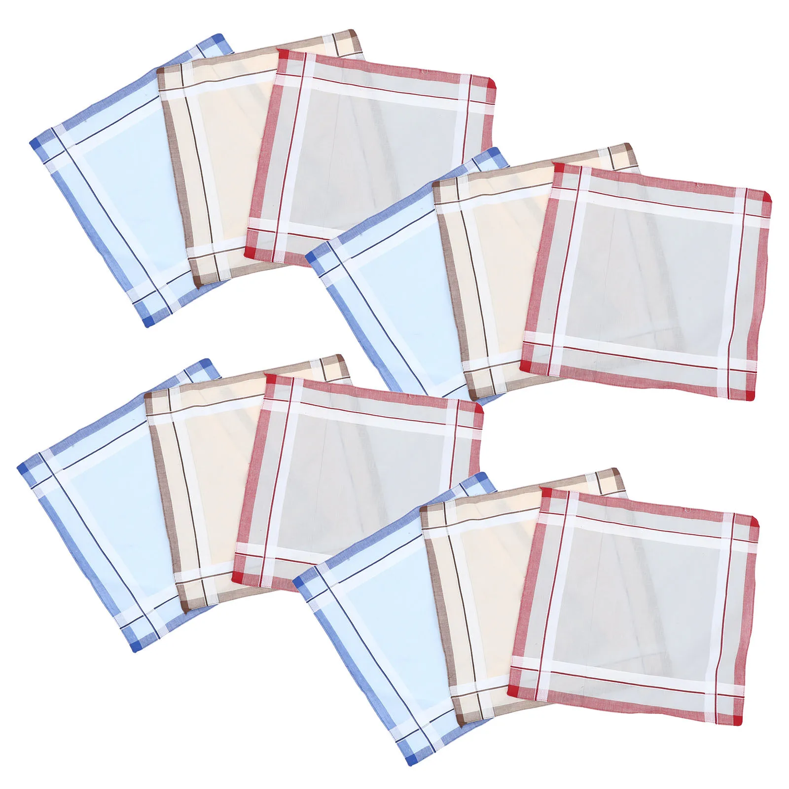 12Pcs Mens Square Handkerchief Cotton Absorbent Lightweight Classic Sweat-Absorbent Ideal for Daily Carrying