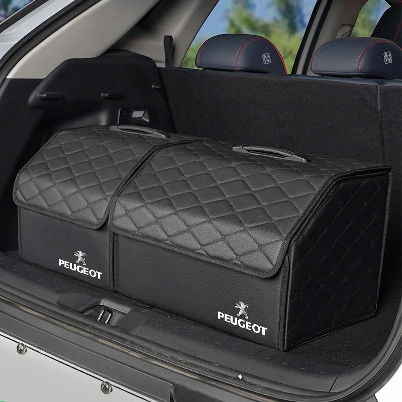 Car Trunk Leather Suitcase Foldable Storage Box Toolbox For Peugeot 5008 408 308 Landtrek 208 2008 3008 Rifter 508 301 108 608