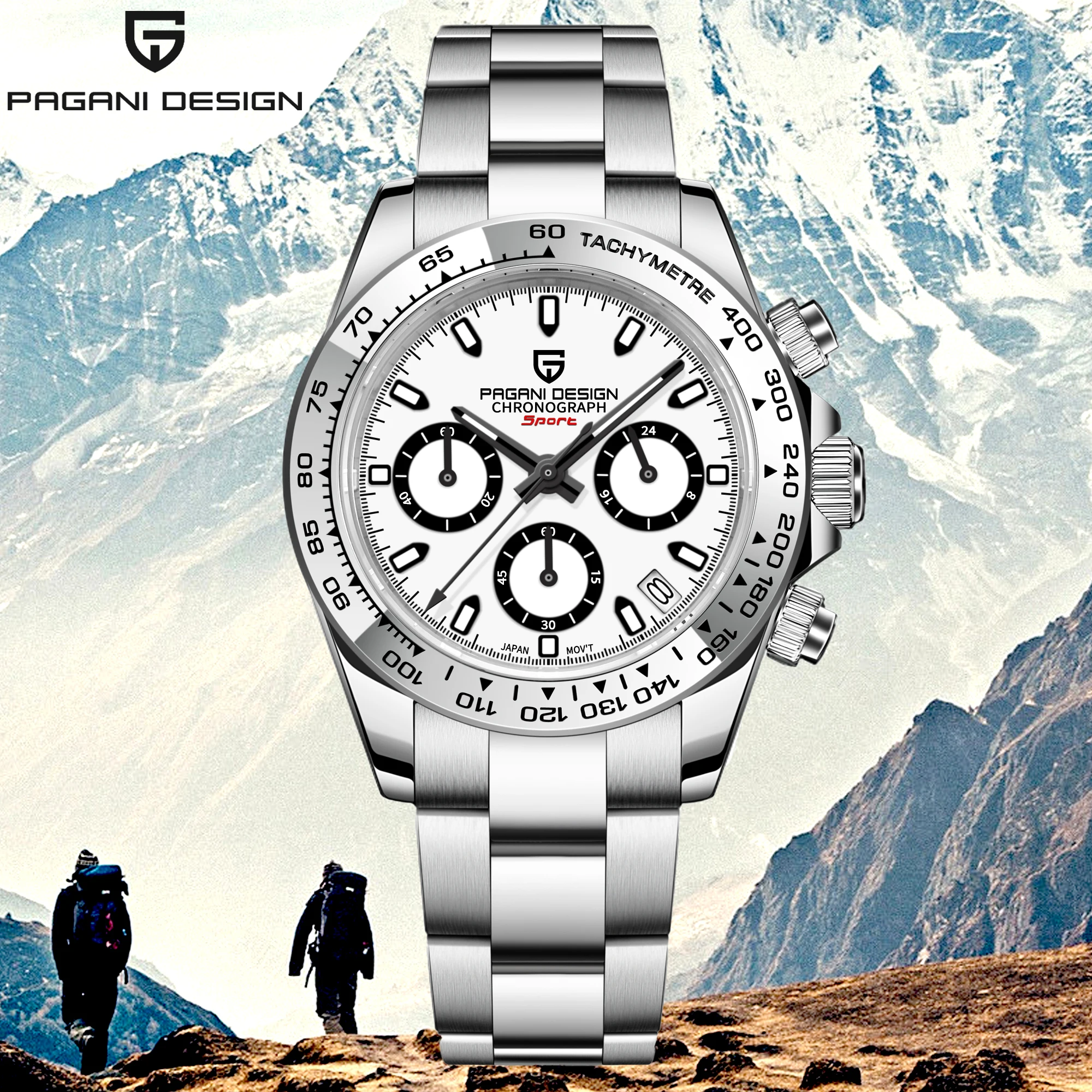 

PAGANI DESIGN 2025 New Men's Quartz Watch VK63 Sport Stainless Steel Sapphire Glass Waterproof 100m Chronograph Reloj Hombre