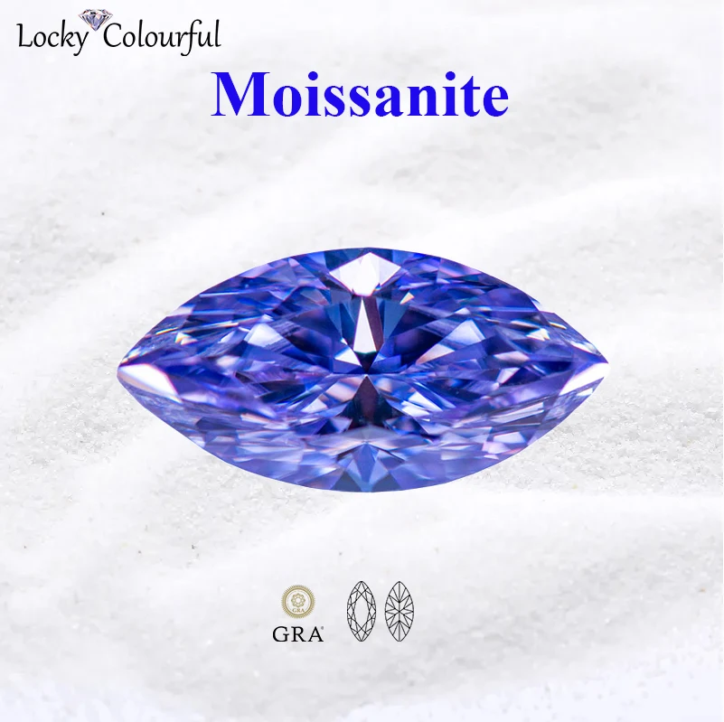 

Moissanite Marquise Shape Lavender Color VVS1 with GRA Certificate Beads for Charms Jewelry Making Bracelet Necklace Materials
