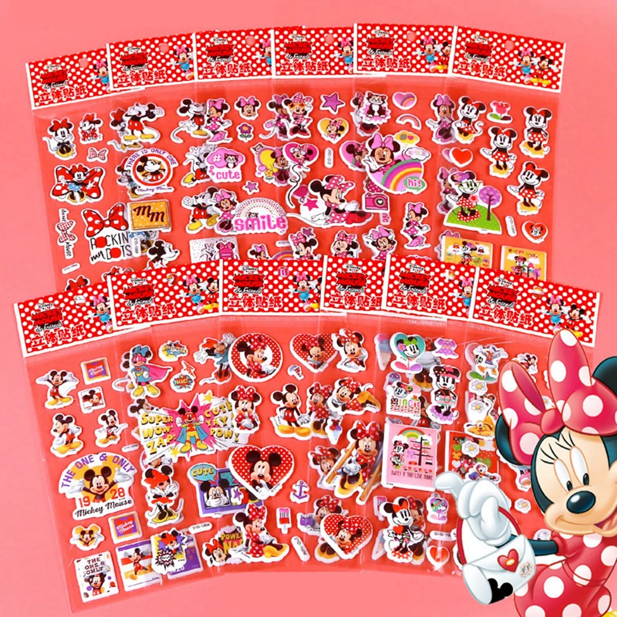 12pcs Disney Frozen Mickey Minnie 3D Puffy Stickers Cartoon Anime Sofia Elsa Princess Stereo Bubble Sticker Kids Girl Toy Gift