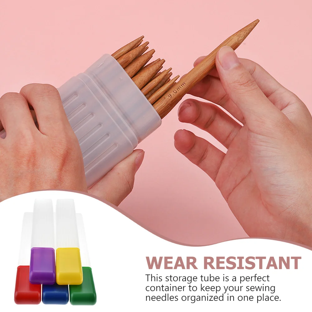

5Pcs Knitting Needle Container Plastic Sewing Needles Storage Tube Organizer for Cross Stitch Crochet Hooks Portable Home Repair