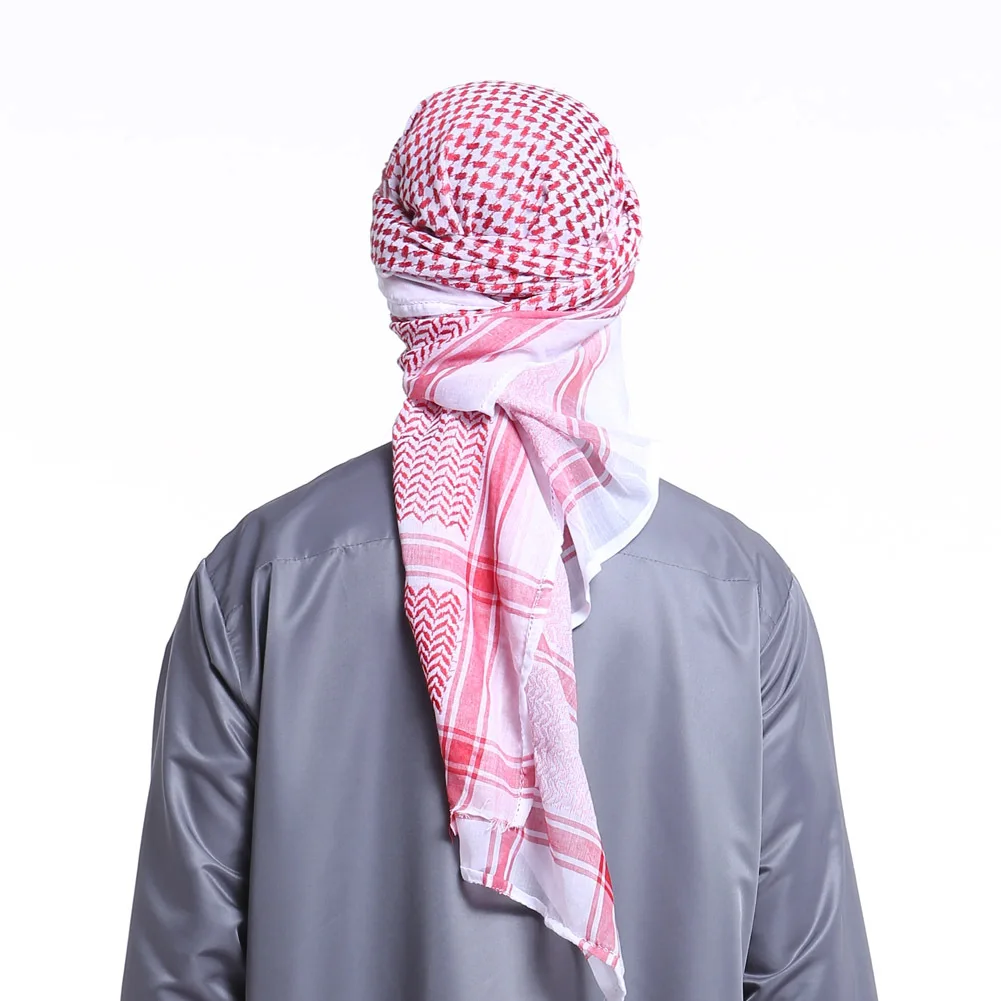 Muslim Men's Head Scarf Saudi Arab Middle Eastern Keffiyeh Scarves Islamic Clothing Male Hijab Turban Shemagh Muhammad Hat