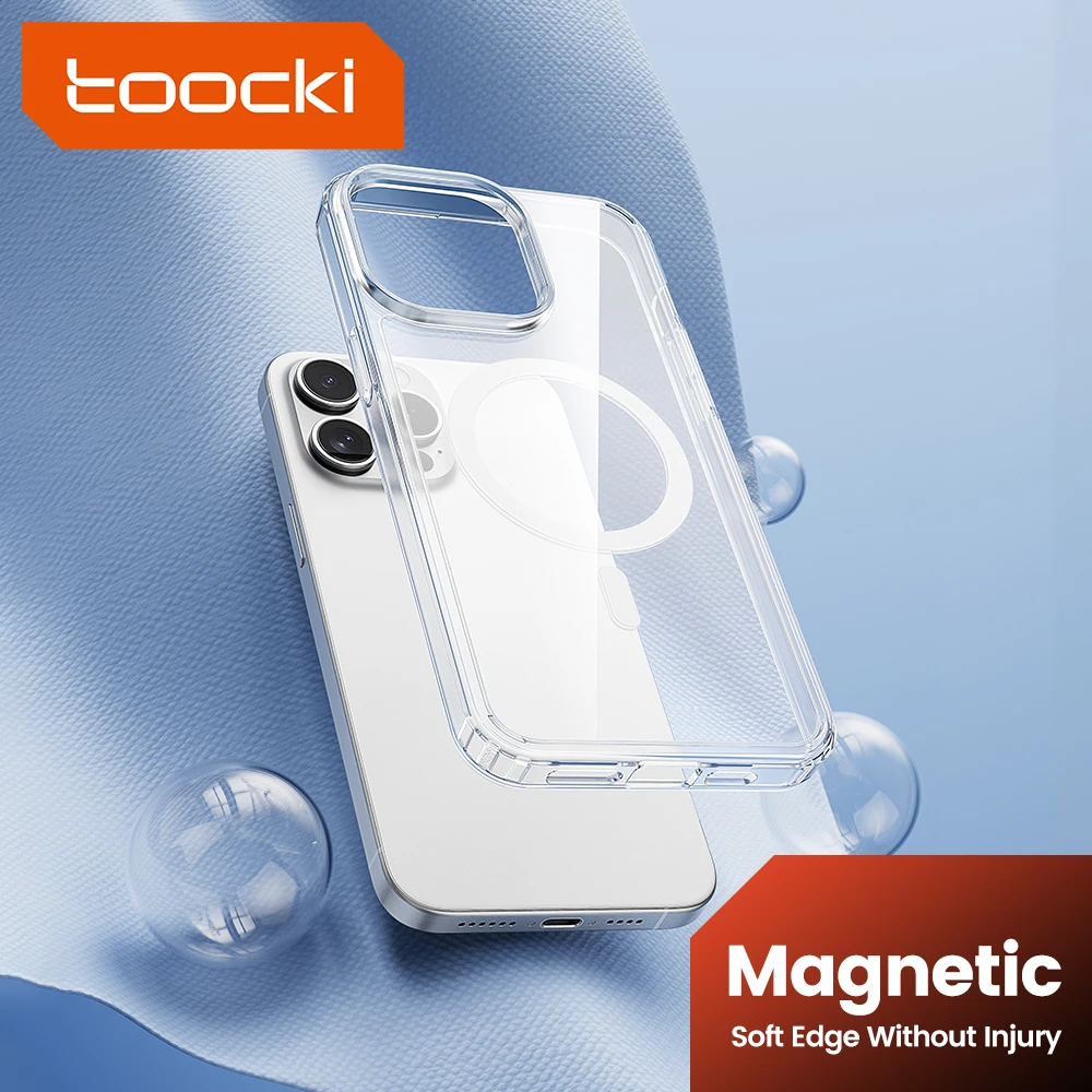 

Магнитный чехол для телефона Toocki для iPhone 15, 14, 13, 12, Pro Max Plus, прозрачный чехол с беспроводной зарядкой для iPhone, защитный чехол для телефона
