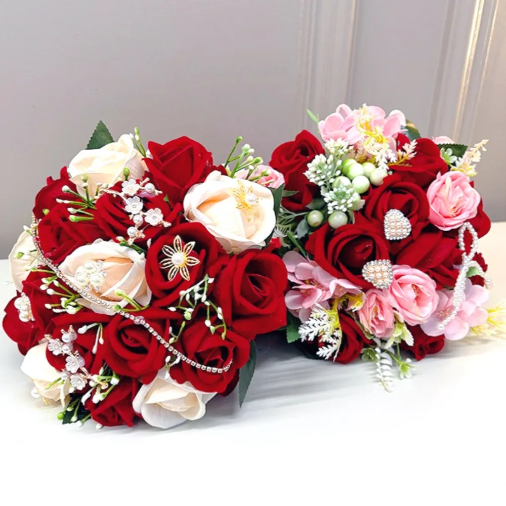 

Bridal Bouquet for Wedding & Wedding Photoshoot Artificial Baby's Breath & Rose Flower Ball for Bride Wedding Accessories