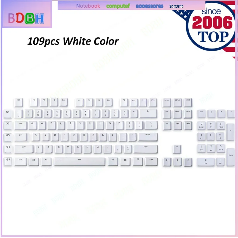 A full set G915 109 key caps White For Logitech G813 G913 G815 G915 Keyboard