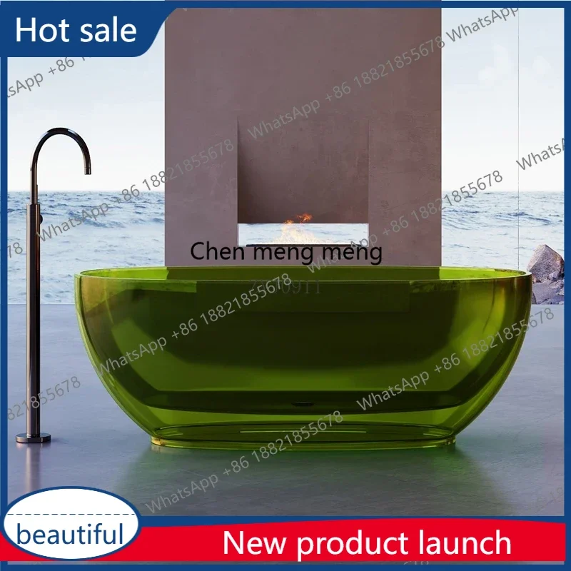 

M46 Transparent Bathtub Oval Artificial Stone Resin Color Crystal Independent Double Bathtub