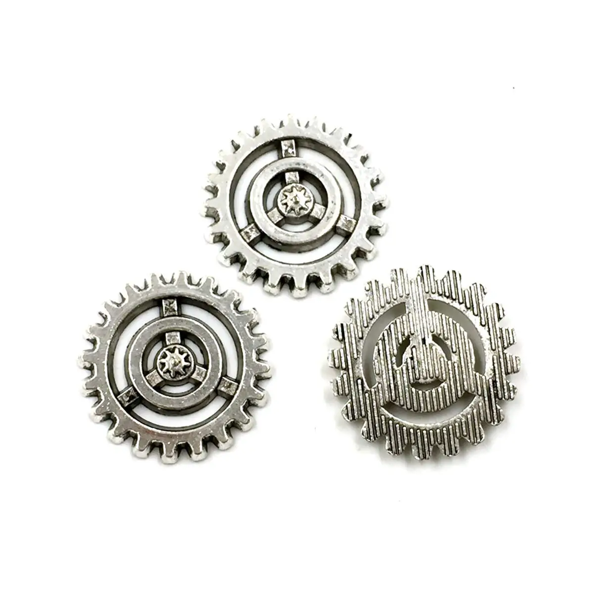 

50PCS Silver Tone Round Gear Mechanical Theme Charm Pendants Connector 17mm DIY Necklace Jewelry Crafts Supplies Materials Pack