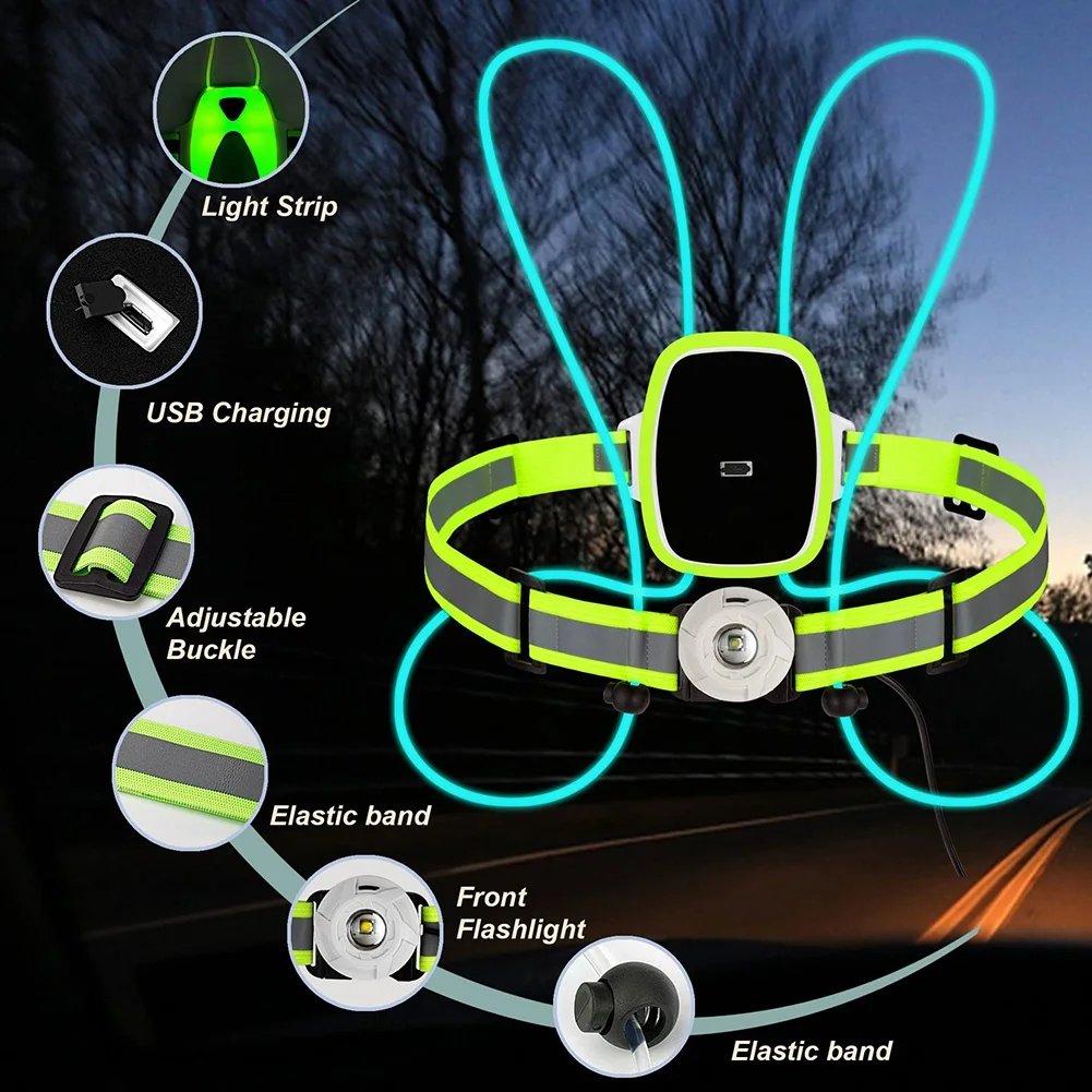 

NHG-dLED Reflective Running Vest,Multicolor Lights USB Rechargeable Reflective Gear for Men/Women Running Walking