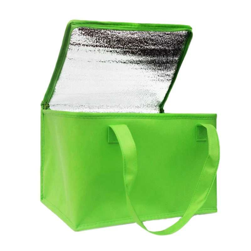 

ABZL 2X Foldable Large Cooler Bag Portable Food Cake Insulated Bag Aluminum Foil Thermal Box Waterproof Green & Red
