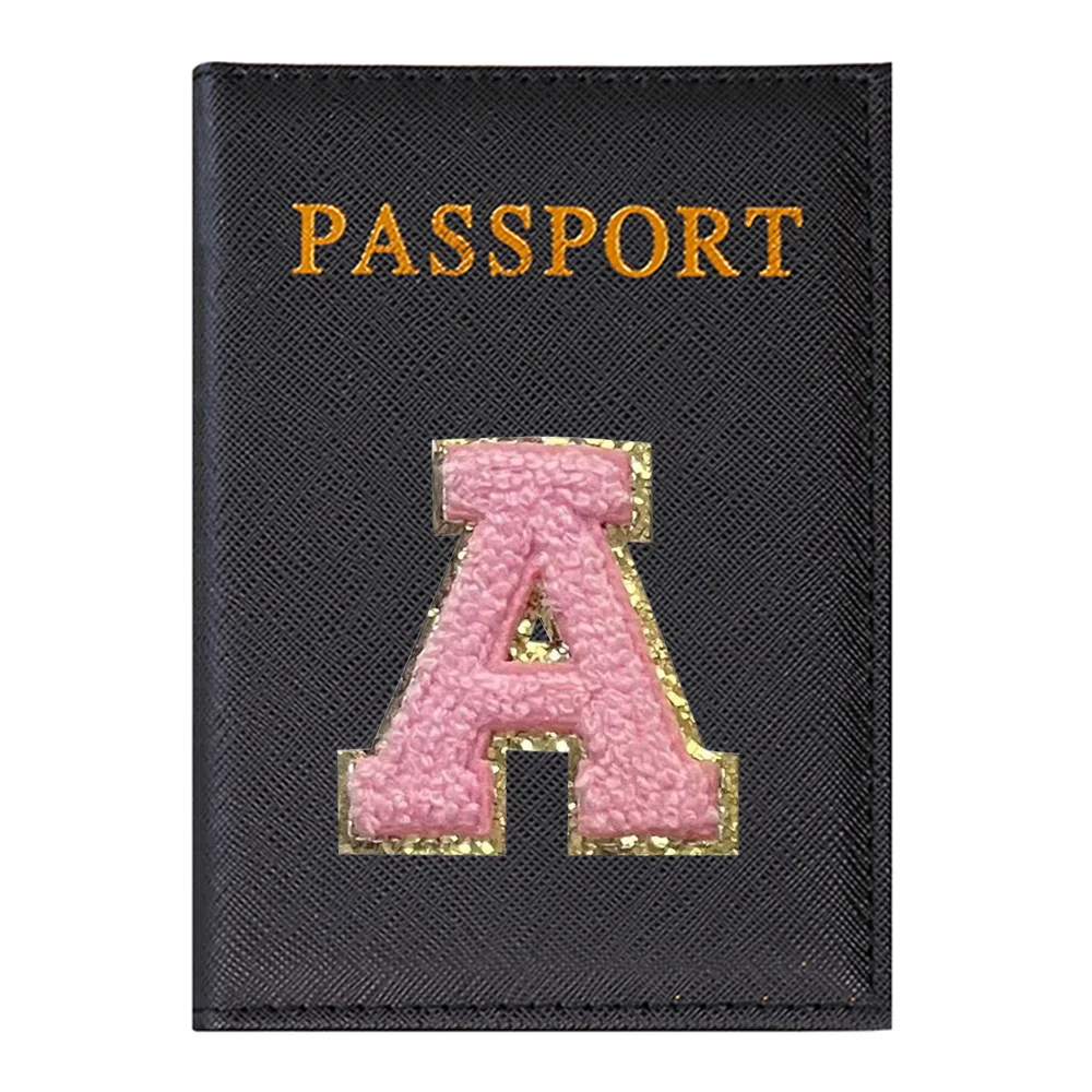 Passport Cover PU Leather Travel Passport Holder Women Function Business Card Case with Card Holder Bundle Pink Letter Series