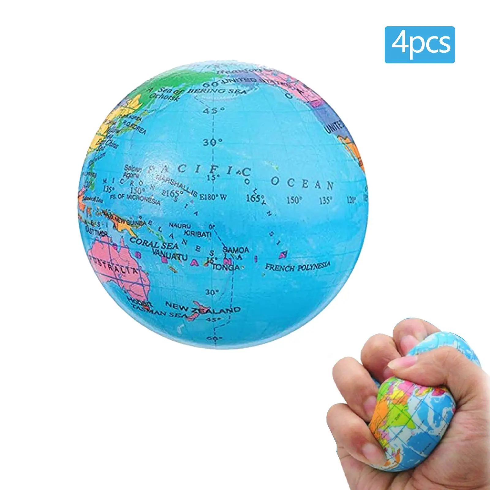 4 Pieces Mini Foam Earth Ball Bouncy Ball 6cm Adults Kids Finger Exercise Educational Toy for Party Favors School Holiday Prizes