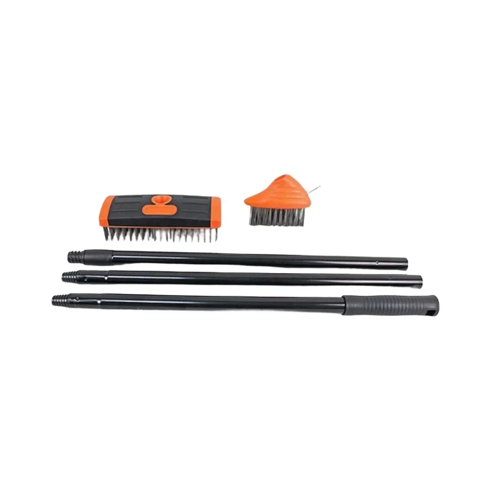 Steel Bristle Cleaning Set with Square Brush Triangular Brush and Weeding Hook for Removing Moss Dirt Stains and Embedded
