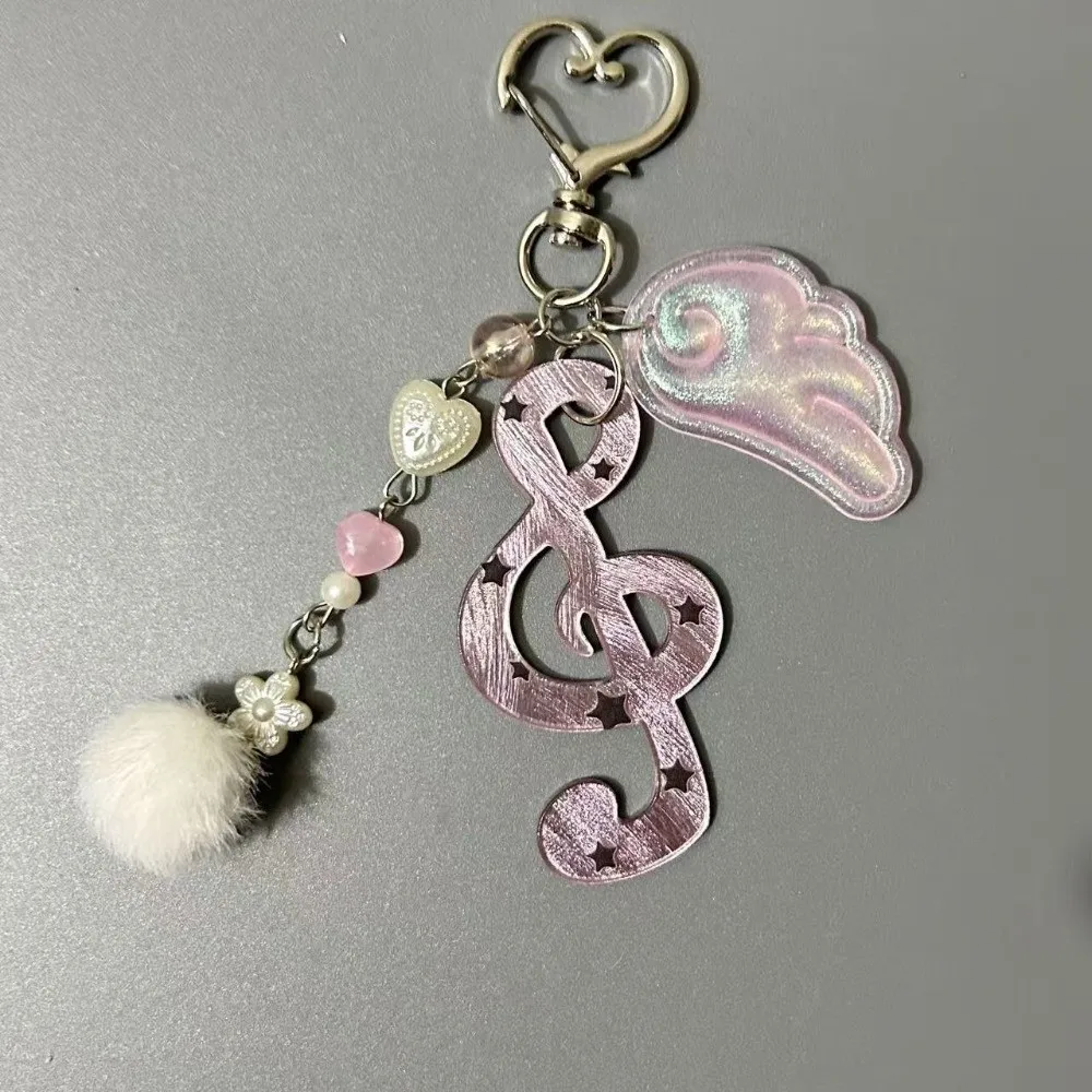 Acrylic Material Music Note Keychain Polka Dot Pattern Star Shape Ita Bag Charm Wings Design Stripe Pattern Cartoon Key Holder