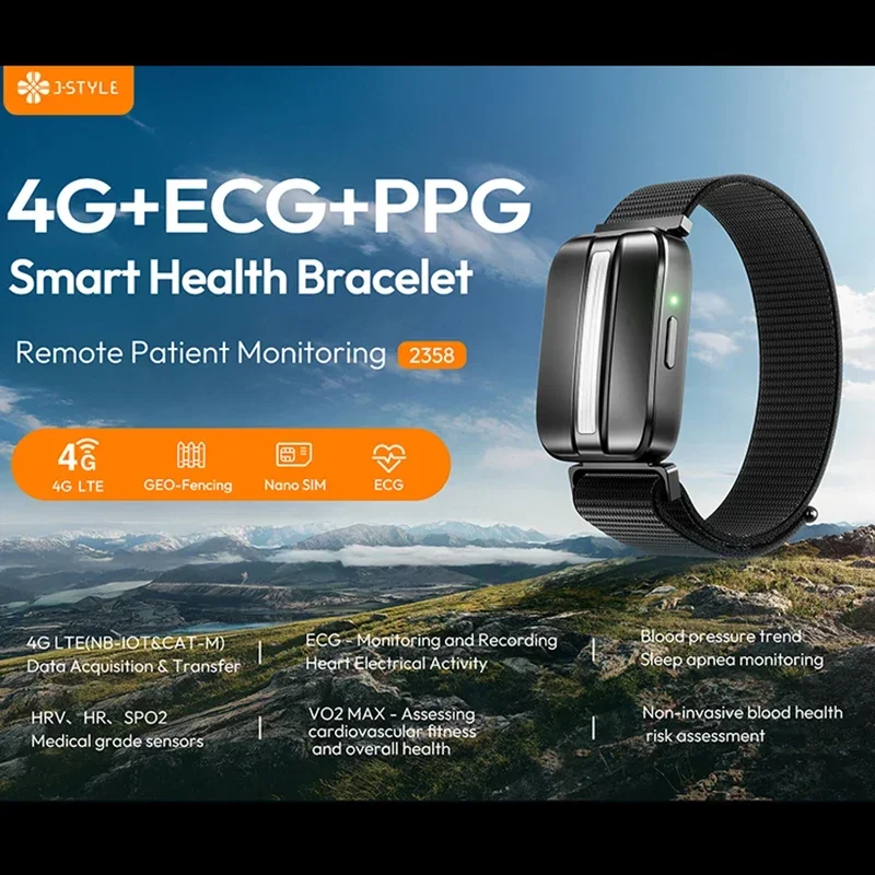 JCVital V6 4G Smart Bracelet Watch GPS PPG Health Tracker Bluetooth SIM Black Blue