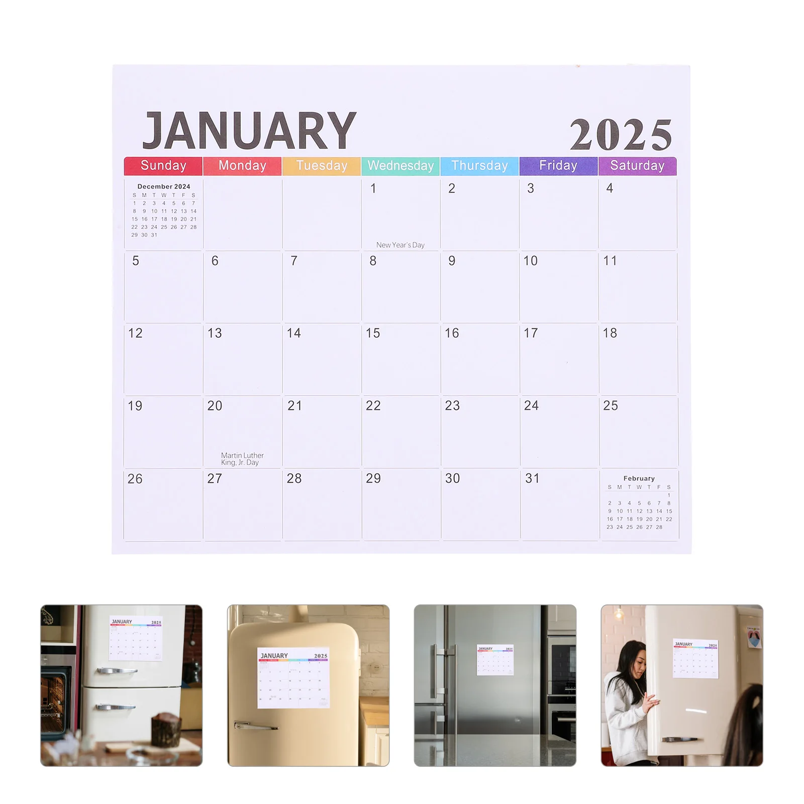 ตู้เย็นแม่เหล็ก 2025-2026 Planner ตัวอักษรขนาดใหญ่ Memos รายเดือนแม่เหล็กตู้เย็นปฏิทินออกแบบสมาร์ทตู้เย็นกระดาษ