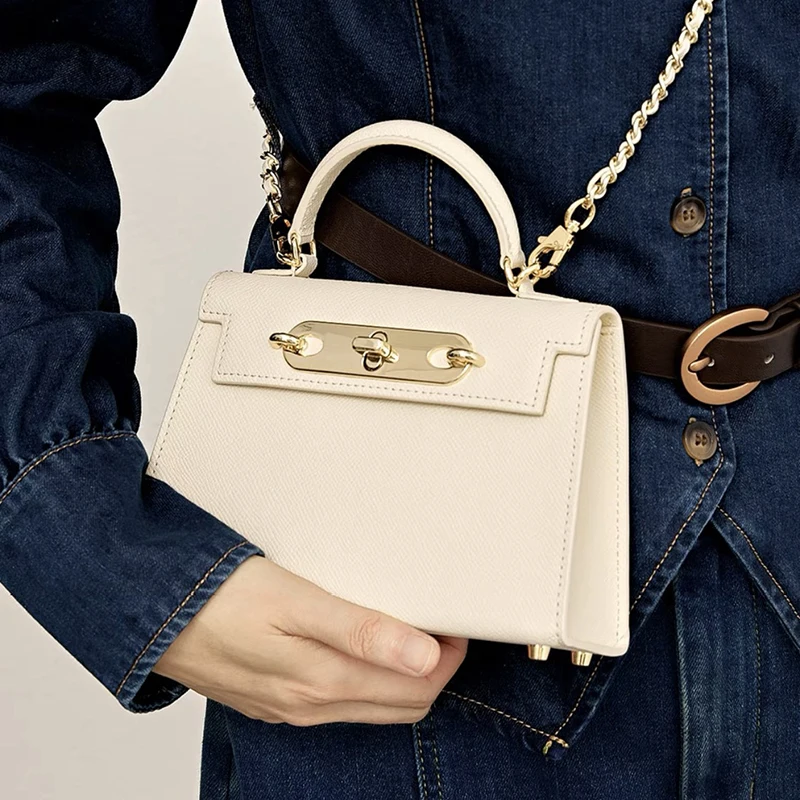 Louis Levane Split Leather Luxury Designer Mini Handbags With Top Handle Small Size Classic Purse And Handbag