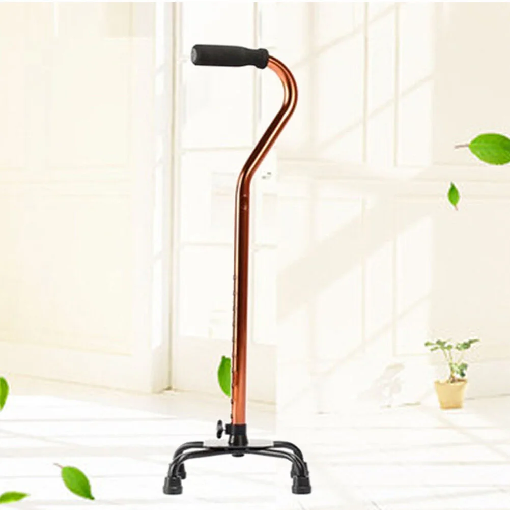 Bronze Straight Stick Four-leg Aluminium Alloy Walking Stick for Seniors Disabled and Elderly (Packing in Separate Carton)