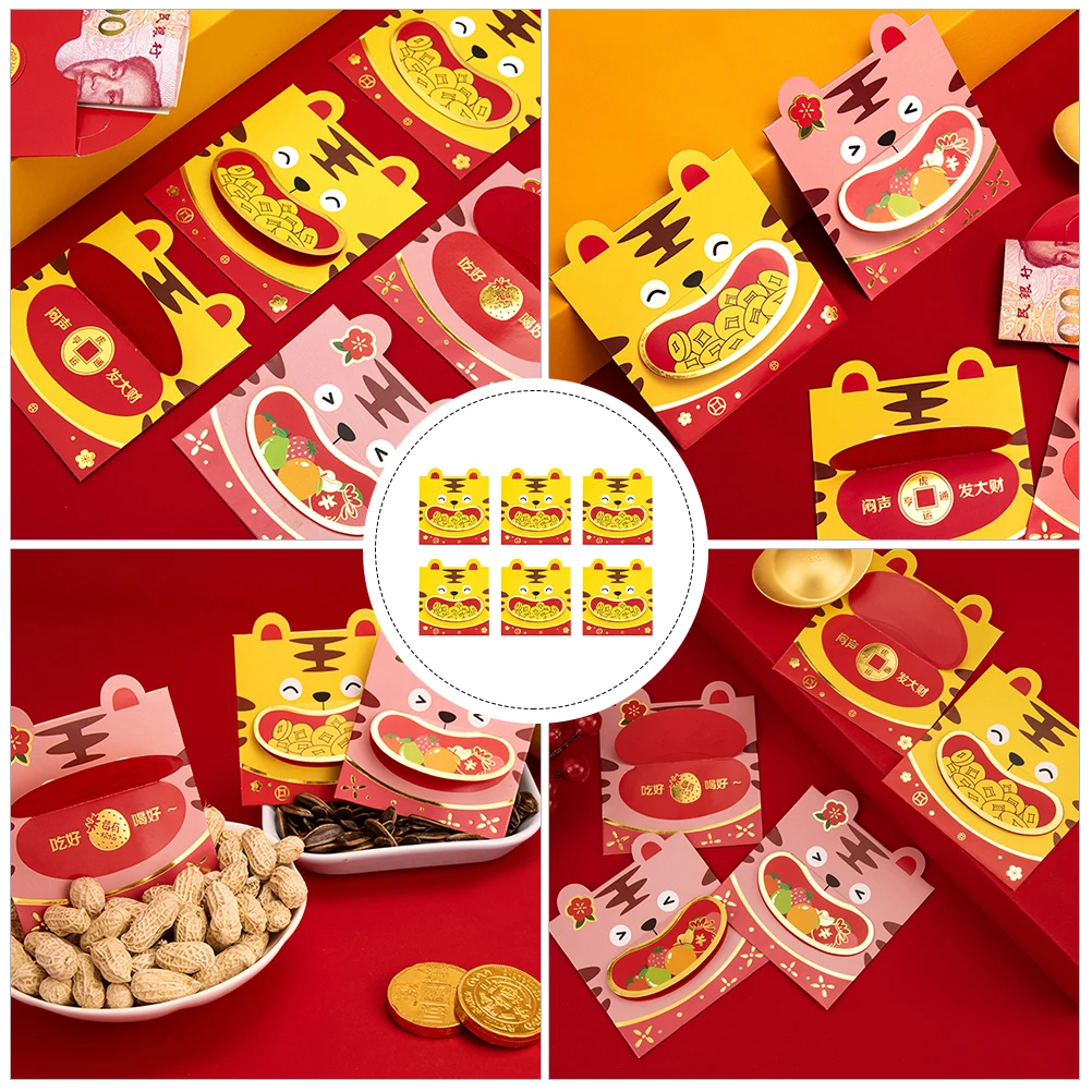 

6 Pcs Red Envelope Lucky Money Envelopes Paper Festival New Year's Chinese Pocket Spring