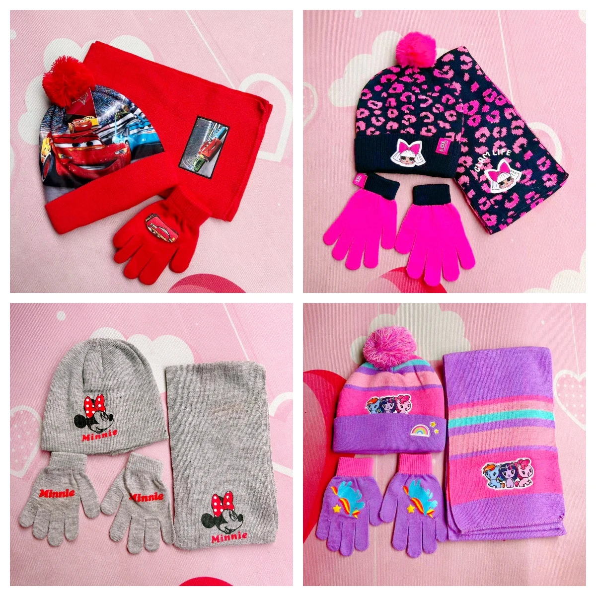 

3 шт./компл., детская шапка принцессы Эльзы для детей от 4 до 8 лет, шапка с героями мультфильмов, шарф, перчатки, шапки, вязаные комплекты, шапка для девочек, согревающие головные уборы для девочек