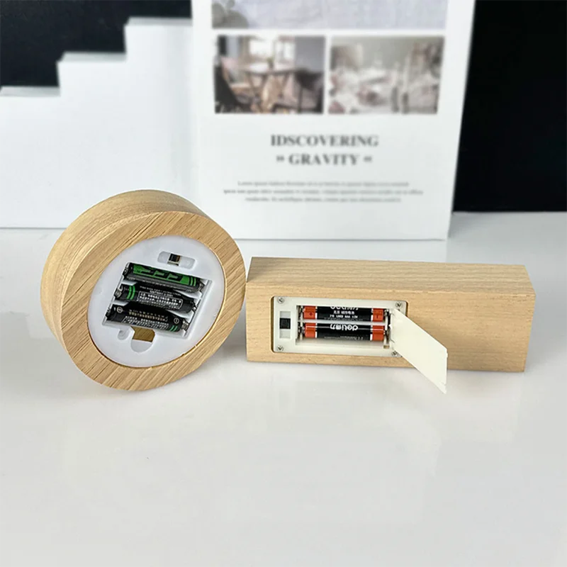 Battery Operated 5mm RGB Multi Color Lights Wooden Base Led with Touch Sensor for Acrylic Crystal Resin Night Lamps