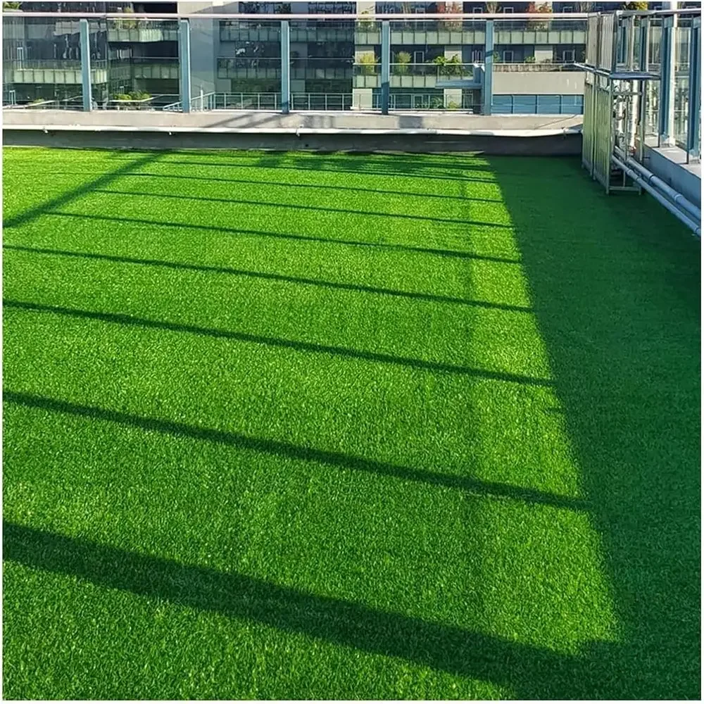 Synthetic Outdoor Grass Turf with Drainage for Patio, Balcony, and Backyard, Pet-Friendly, 1/2 Thick, Green, 100 sq ft