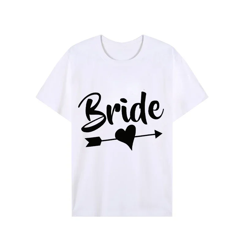 T-shirt Bridesmaid Wedding Party Bridal Heart Bachelorette Hen Party Tops Summer Tees Team Bride Squad Shirts Women Clothes