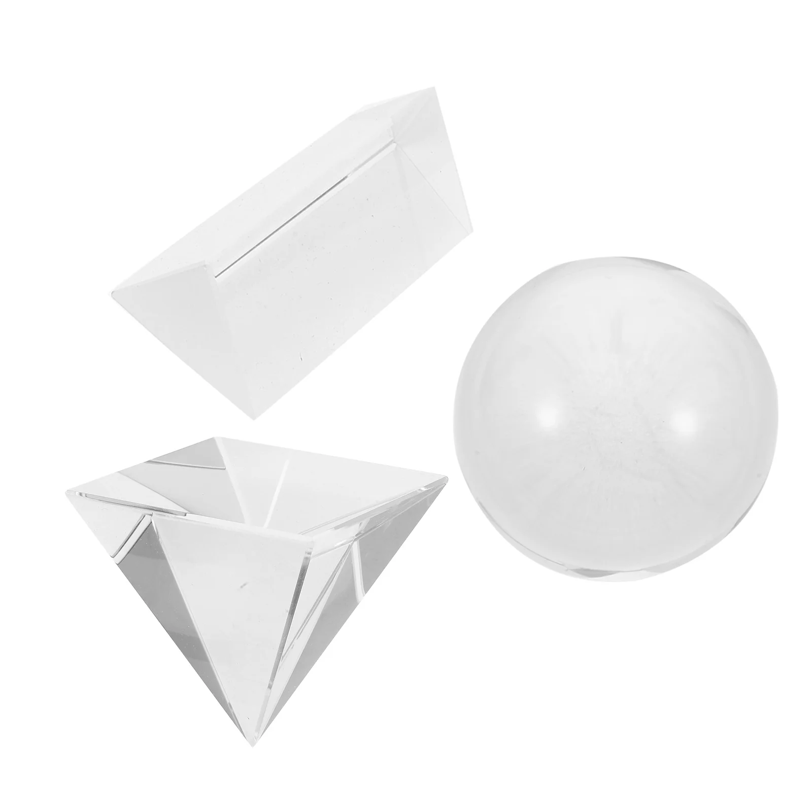 

3pcs Clear Optical Crystal Triangular Prism Set For Photography Light Spectrum Science Experiments Physics Teaching Tools
