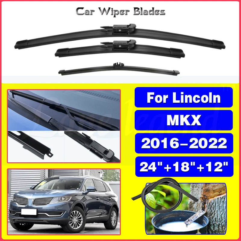 For Lincoln MKX 2016 - 2022 Car Front Rear Wiper Blades Windshield Windscreen Window Blades Car Accessories 2021 24