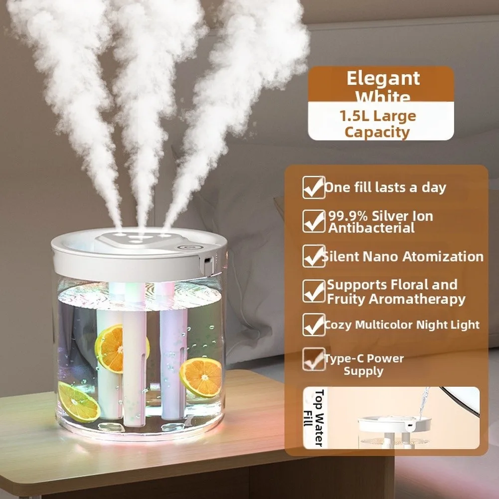 New 3 Spray Humidifier Atomizer With Gentle Night Light Large Capacity Home Office Night Light Digital Display Humidifier