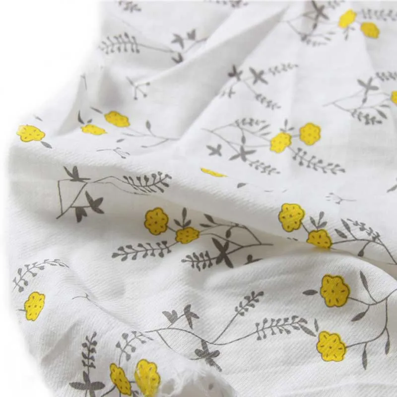 100% Cotton White Calvary Twill Fine Yellow Small Flower Fine Fabrics for Handwork Spring Summer Clothes Skirt Shirt Dress Craft