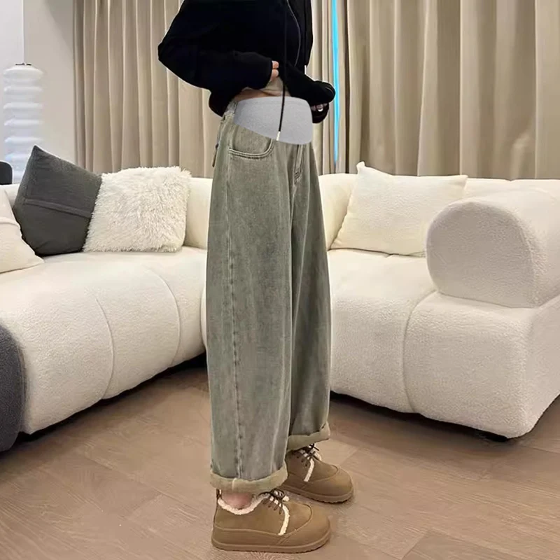 

Washed Distressed Denim Maternity Baggy Jeans Retro Old Brushed Oversize Wide Loose Pants for Pregnant Women Pregnancy Trousers