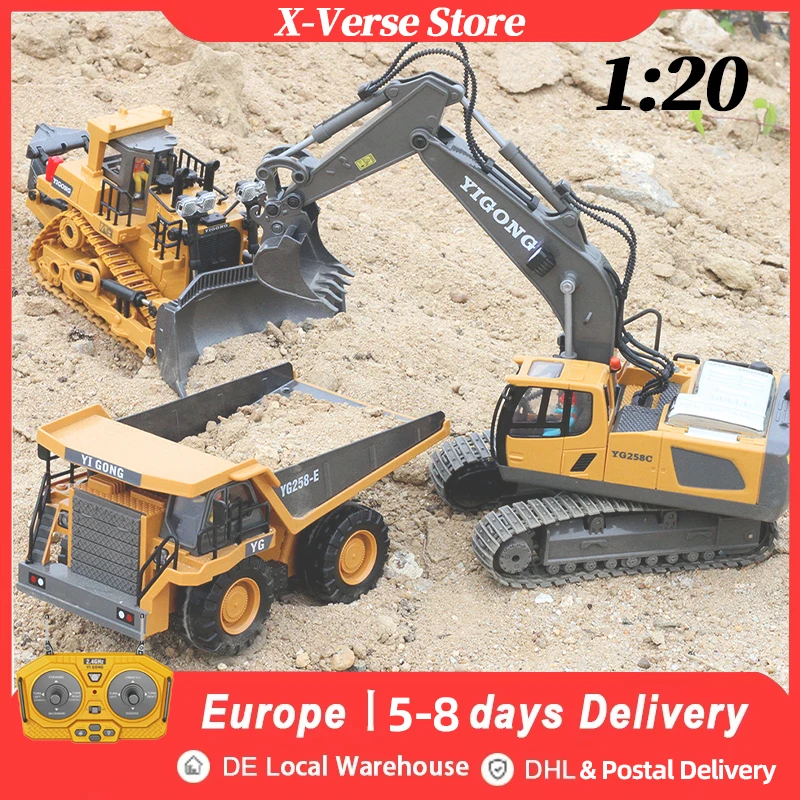 1:20 RC pelle 4x4 alliage Mini camion à benne basculante Bulldozer Radio modèle RC voiture véhicule de Construction jouet enfants pour enfants cadeaux